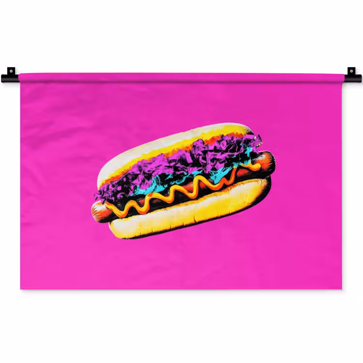 Hotdog - Roze - Retro Wandkleed katoen klein -zz3d