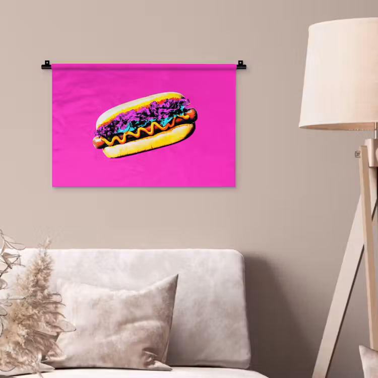 Hotdog - Roze - Retro Wandkleed katoen klein -sfeer4
