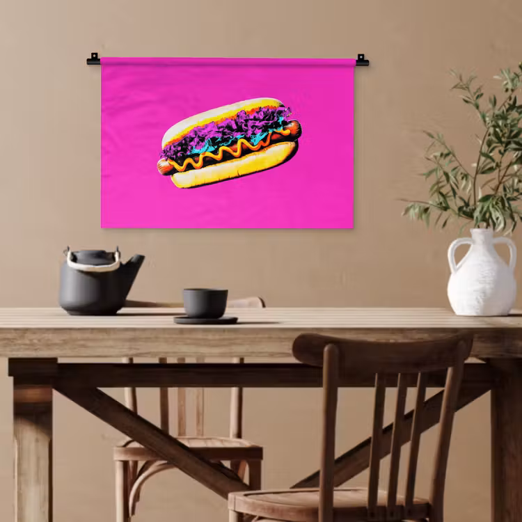 Hotdog - Roze - Retro Wandkleed katoen klein -sfeer6