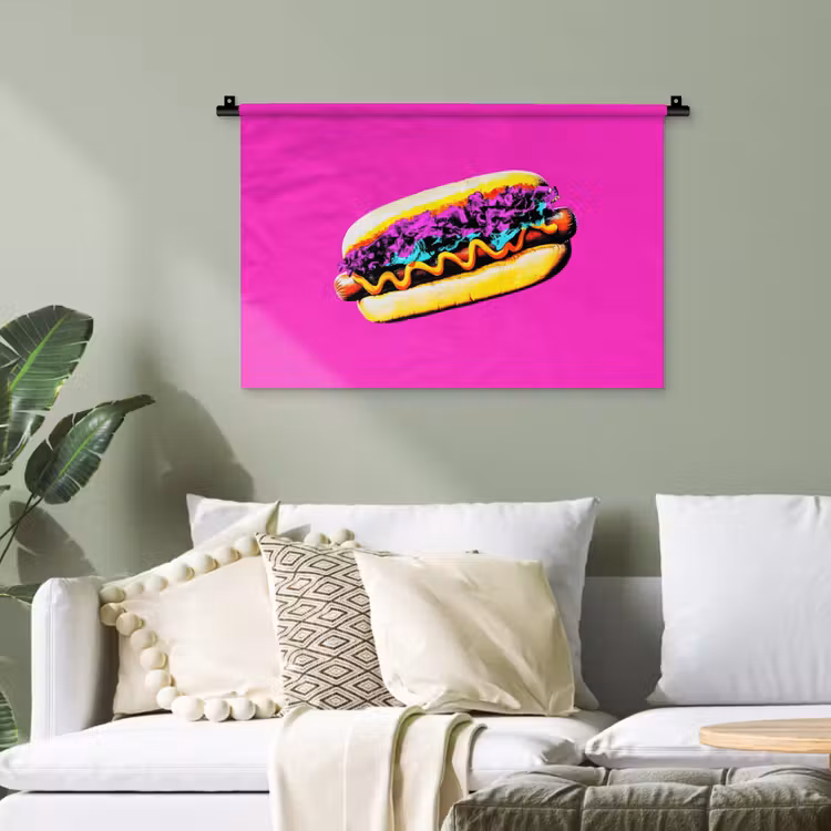 Hotdog - Roze - Retro Wandkleed katoen klein -sfeer7