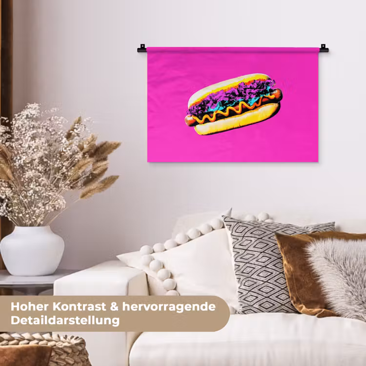 Hotdog - Roze - Retro Wandkleed katoen klein -tsfeer1_DE