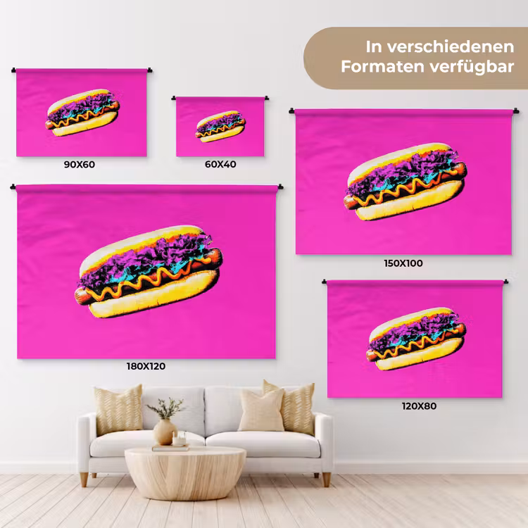 Hotdog - Roze - Retro Wandkleed katoen klein -tsfeer8_DE