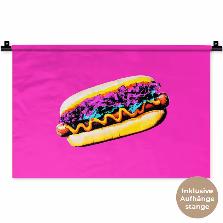 Hotdog - Roze - Retro Wandkleed katoen klein -t3d_DE
