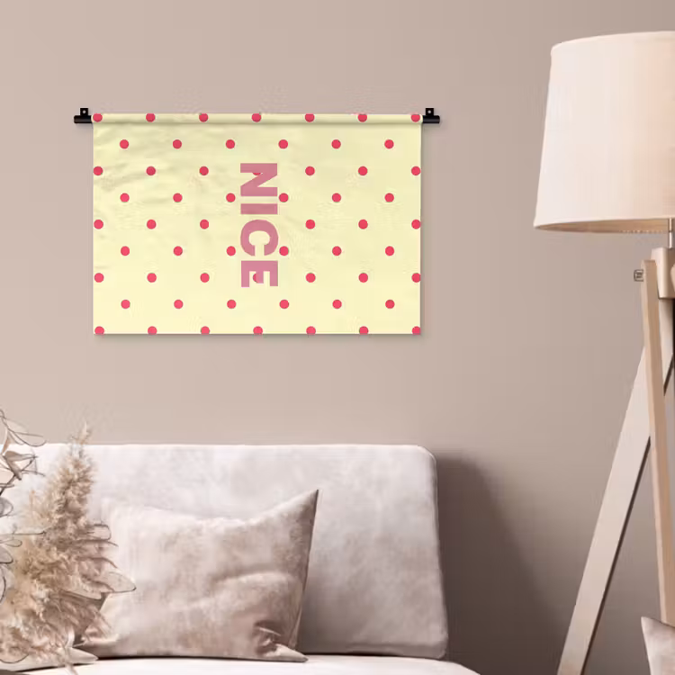 Nice - Stippen - Roze - Geel Wandkleed katoen klein -sfeer4