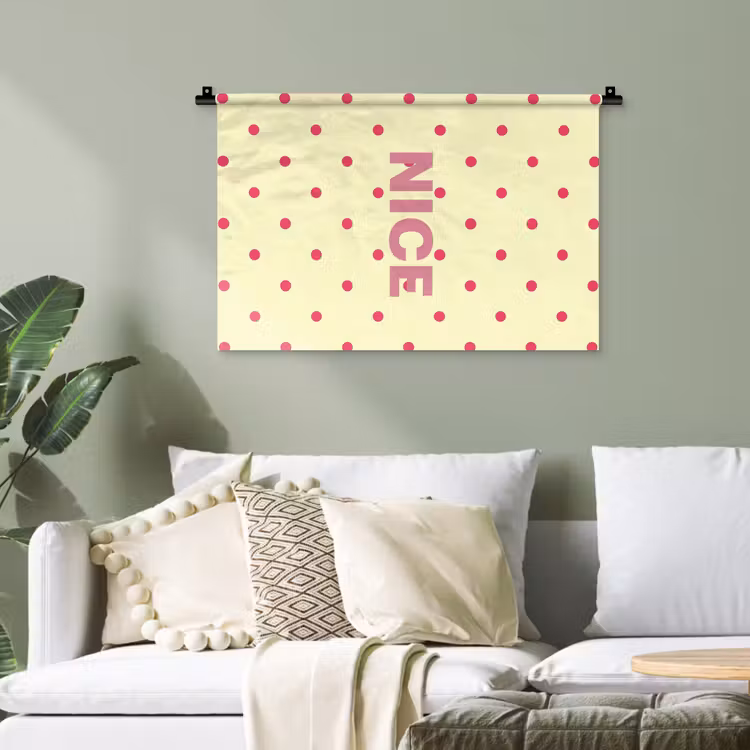 Nice - Stippen - Roze - Geel Wandkleed katoen klein -sfeer7