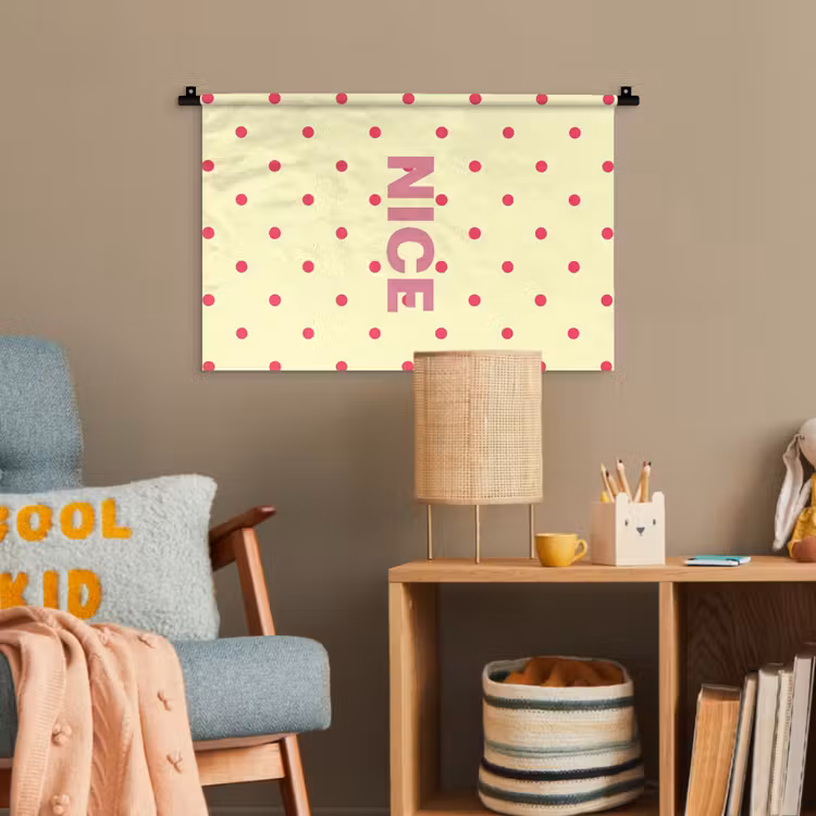 Nice - Stippen - Roze - Geel Wandkleed katoen klein -wsfeer4_kind
