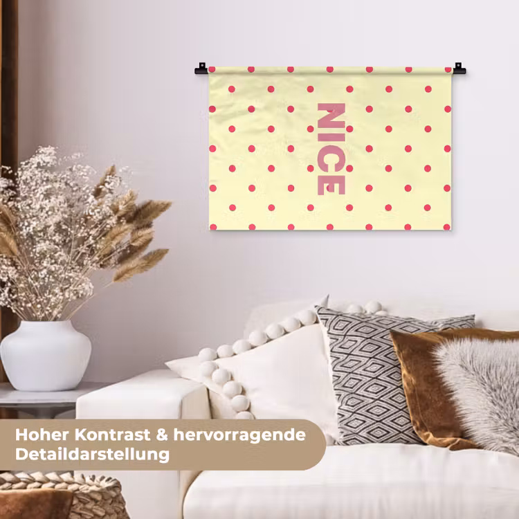 Nice - Stippen - Roze - Geel Wandkleed katoen klein -tsfeer1_DE
