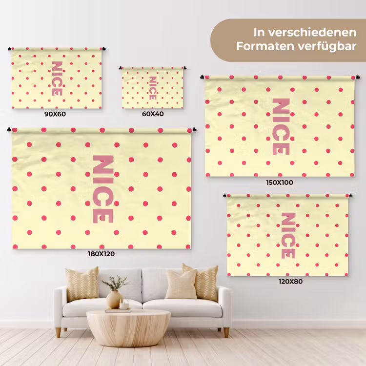 Nice - Stippen - Roze - Geel Wandkleed katoen klein -tsfeer8_DE