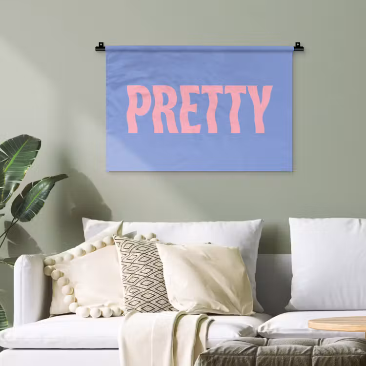 Pretty - Roze - Blauw - Golvend Wandkleed katoen klein -sfeer7