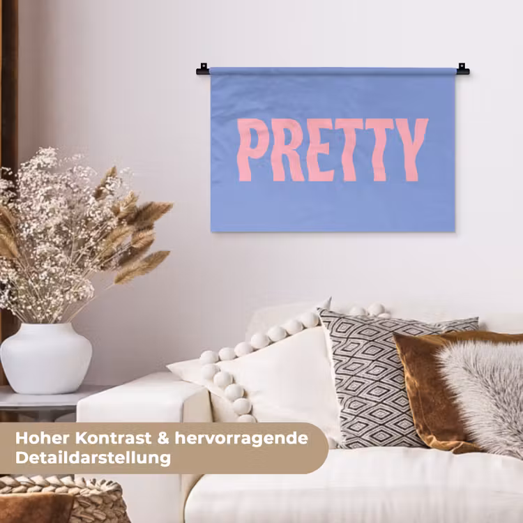 Pretty - Roze - Blauw - Golvend Wandkleed katoen klein -tsfeer1_DE