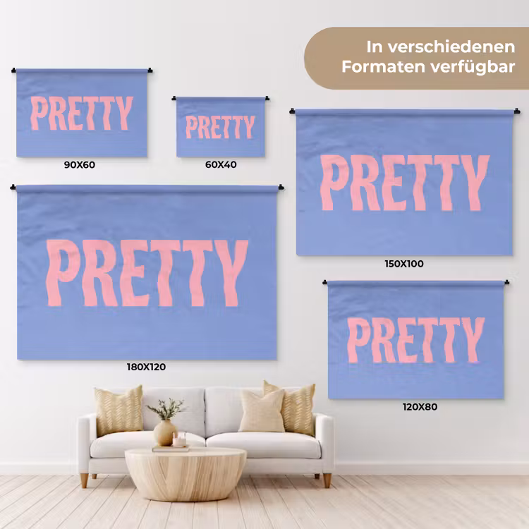 Pretty - Roze - Blauw - Golvend Wandkleed katoen klein -tsfeer8_DE