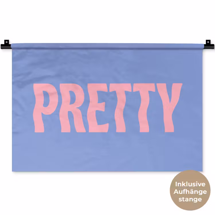Pretty - Roze - Blauw - Golvend Wandkleed katoen klein -t3d_DE