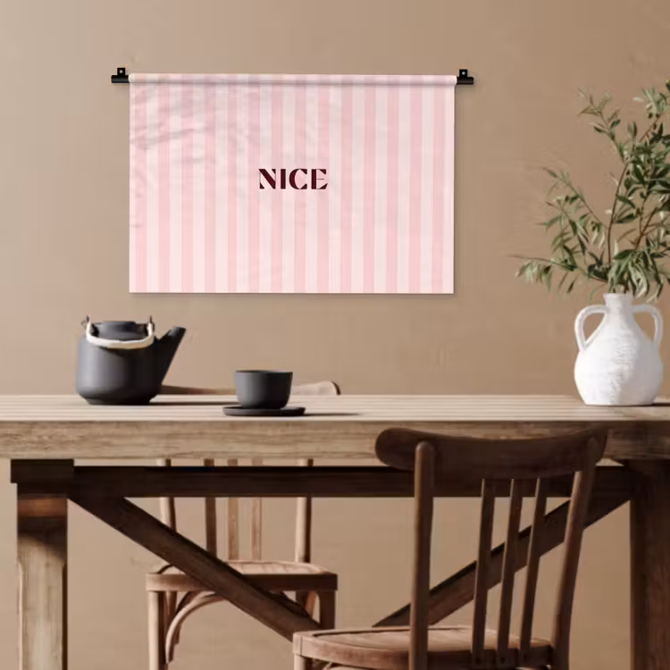 Nice - Strepen - Roze Wandkleed katoen klein -sfeer6
