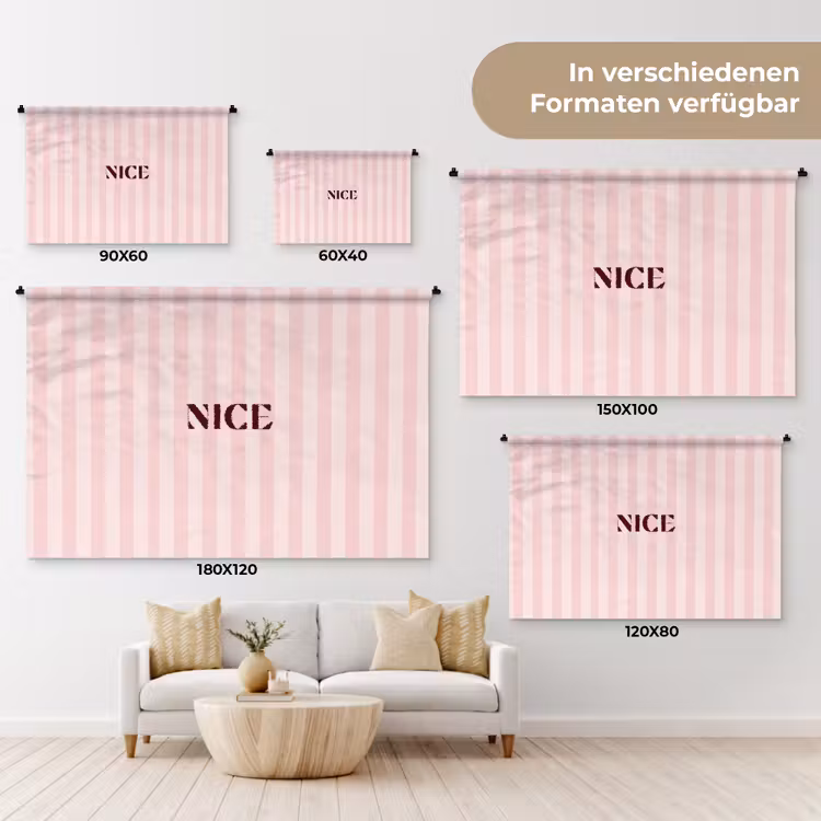 Nice - Strepen - Roze Wandkleed katoen klein -tsfeer8_DE