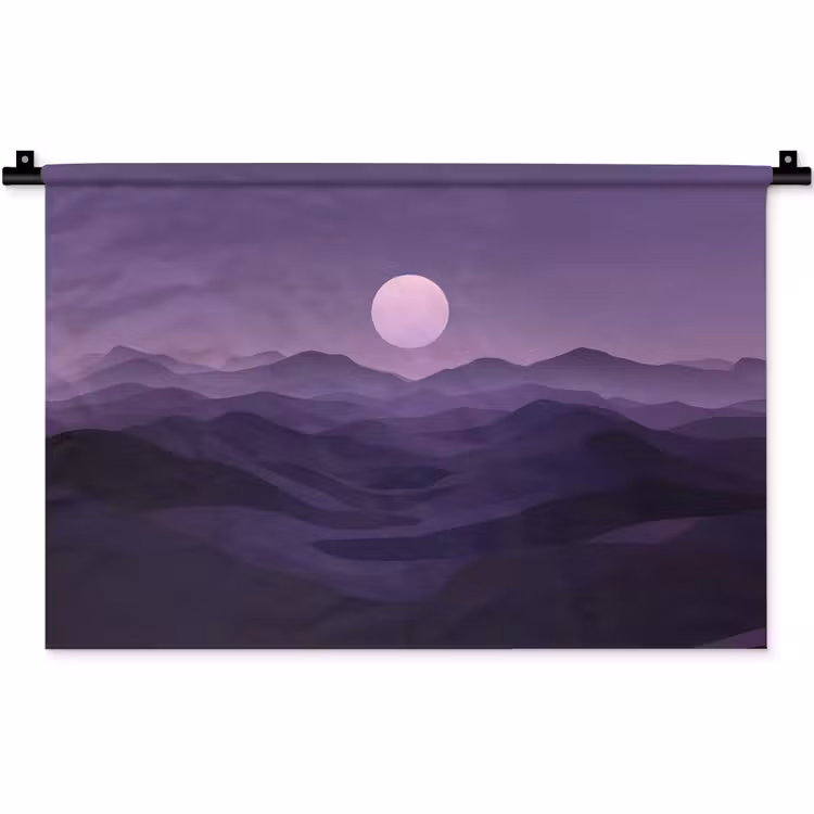 Heuvels - Paars - Mist - Zon Wandkleed katoen klein -zz3d