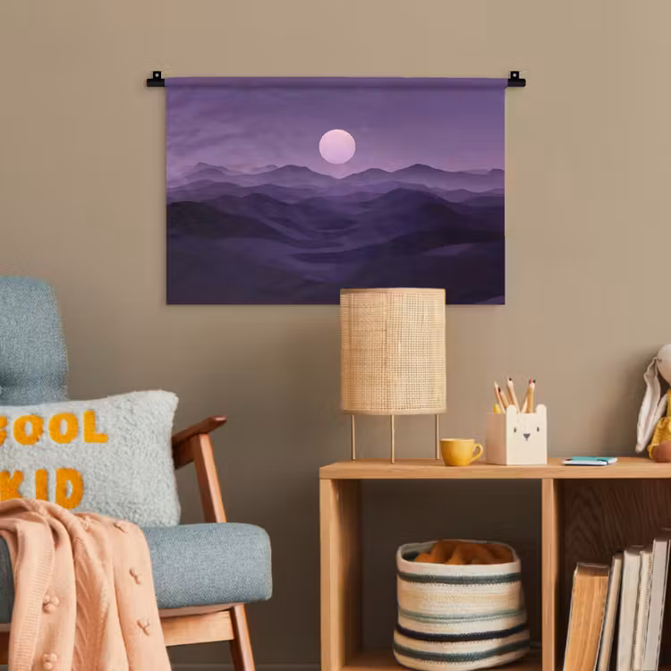 Heuvels - Paars - Mist - Zon Wandkleed katoen klein -wsfeer4_kind