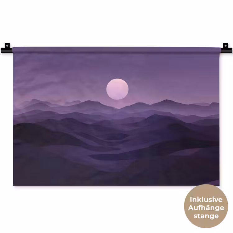 Heuvels - Paars - Mist - Zon Wandkleed katoen klein -t3d_DE