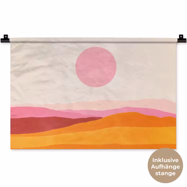 Heuvels - Oranje - Zon - Abstract Wandkleed katoen klein -t3d_DE
