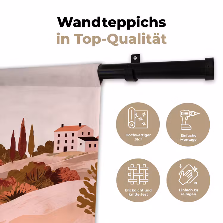 Heuvellandschap - Grafisch - Terracotta Wandkleed katoen klein -tsfeer2_DE