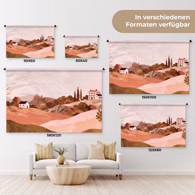 Heuvellandschap - Grafisch - Terracotta Wandkleed katoen klein -tsfeer8_DE