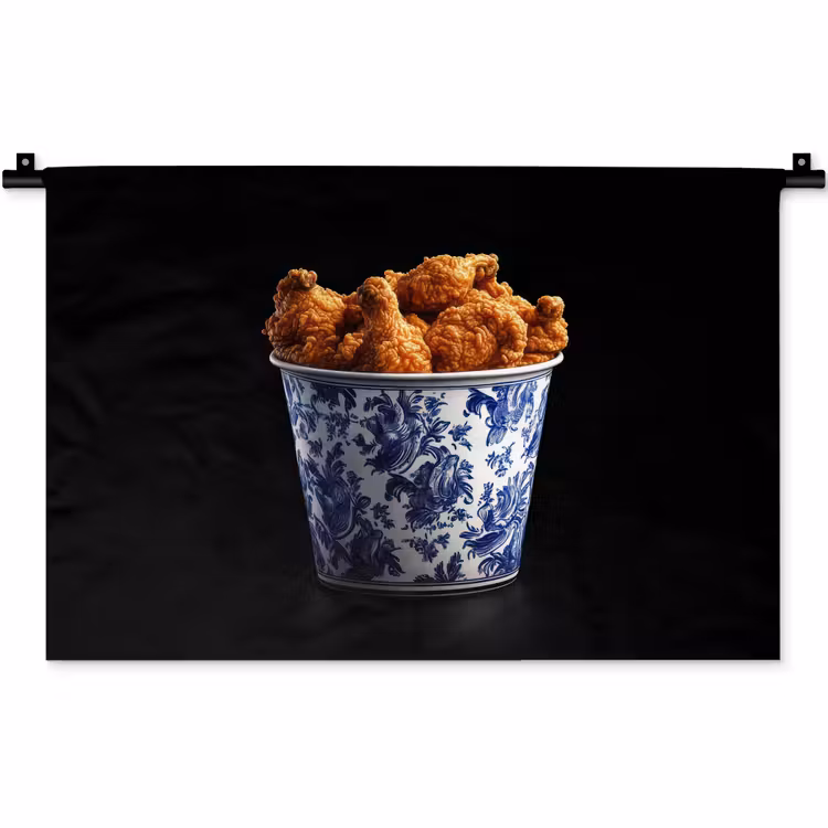 Kip - Bucket - Delfts blauw - Lekker Wandkleed katoen klein -zz3d