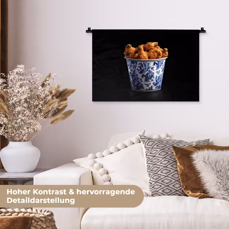 Kip - Bucket - Delfts blauw - Lekker Wandkleed katoen klein -tsfeer1_DE
