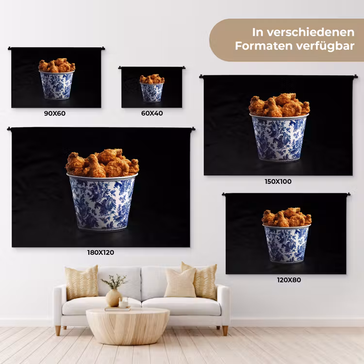 Kip - Bucket - Delfts blauw - Lekker Wandkleed katoen klein -tsfeer8_DE