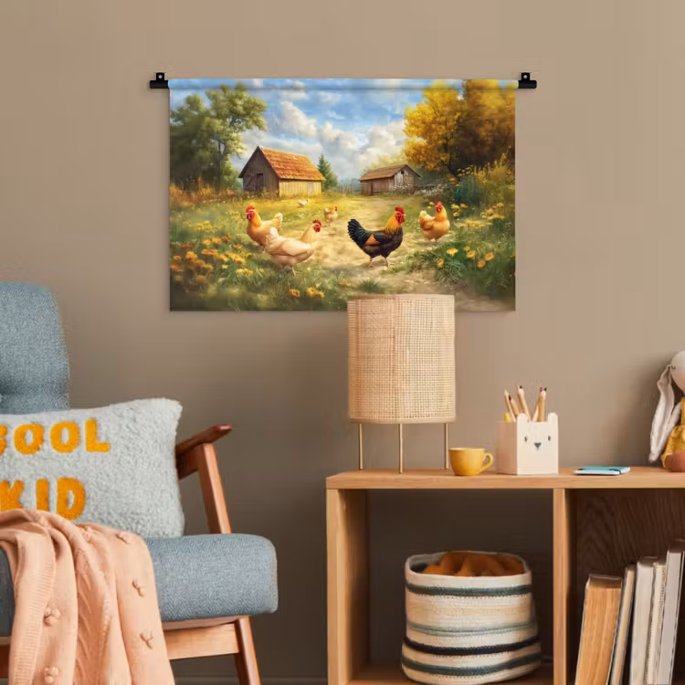 Kippen - Landelijke rust - Natuur Wandkleed katoen klein -wsfeer4_kind