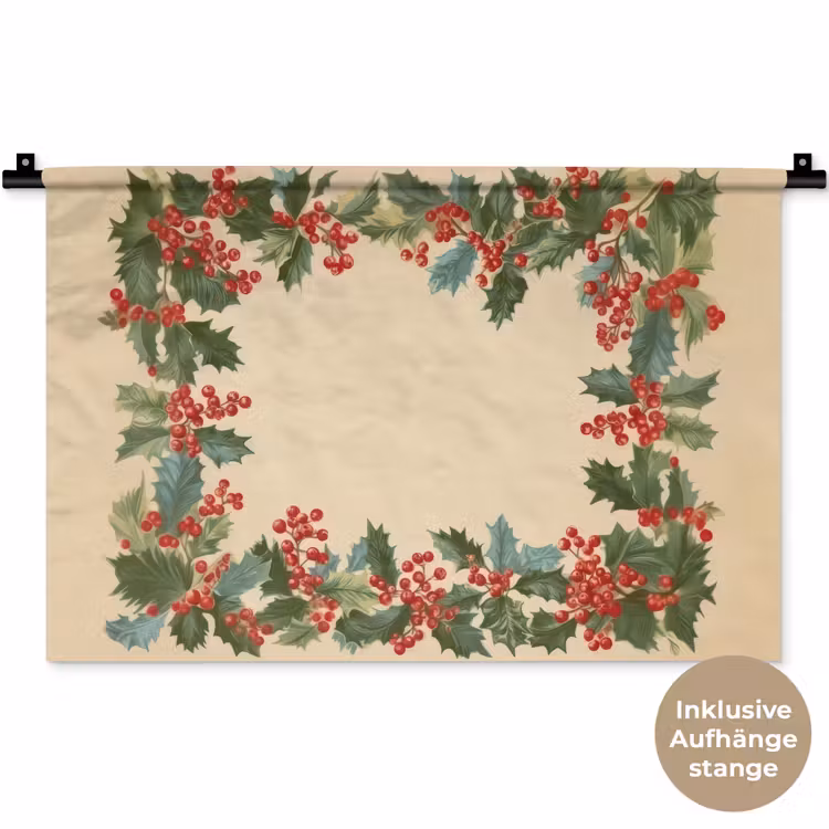 Hulstrand - Bessen - Beige Wandkleed katoen klein -t3d_DE