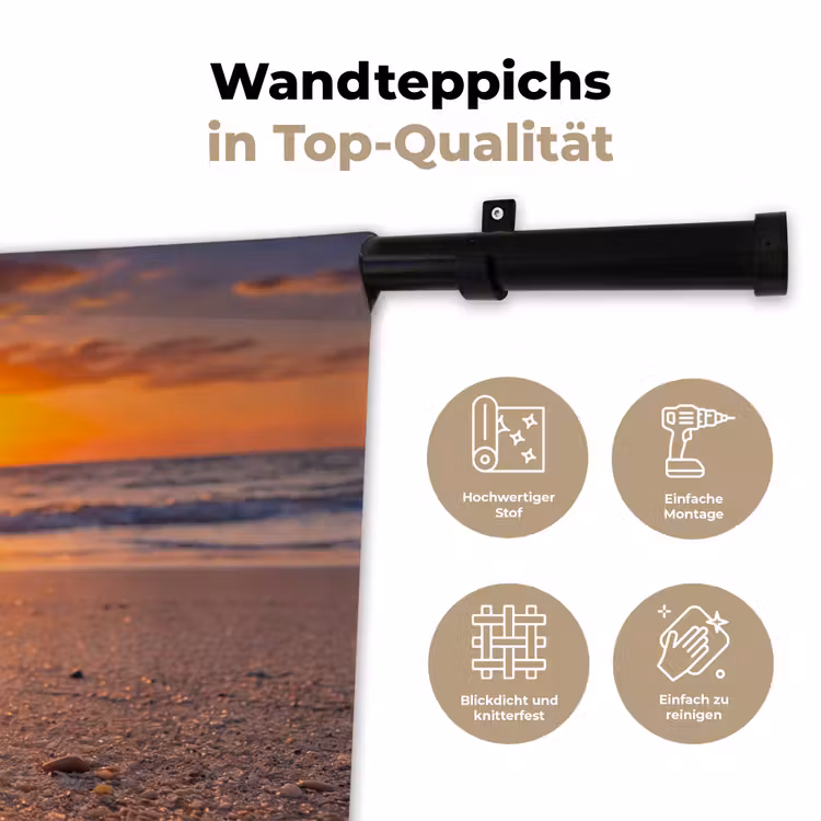Kreeft - Strand - Natuur - Zonsondergang - Oranje Wandkleed katoen klein -tsfeer2_DE