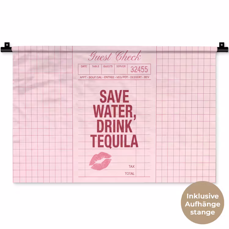 Humor - Drank - Tekst - Roze Wandkleed katoen klein -t3d_DE