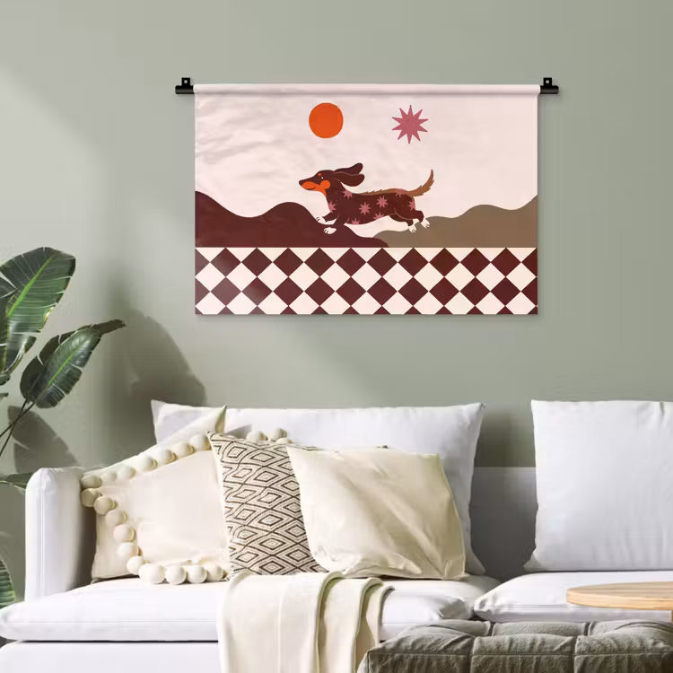 Hond - Abstract - Dieren - Modern - Bruin Wandkleed katoen klein -sfeer7