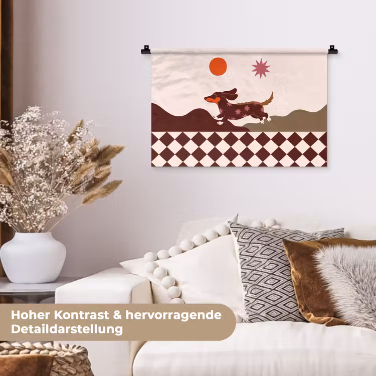 Hond - Abstract - Dieren - Modern - Bruin Wandkleed katoen klein -tsfeer1_DE