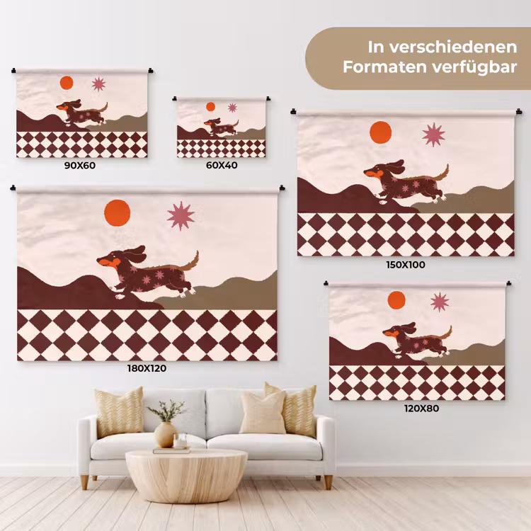 Hond - Abstract - Dieren - Modern - Bruin Wandkleed katoen klein -tsfeer8_DE