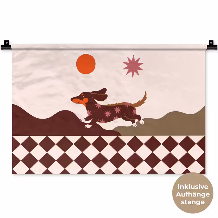 Hond - Abstract - Dieren - Modern - Bruin Wandkleed katoen klein -t3d_DE