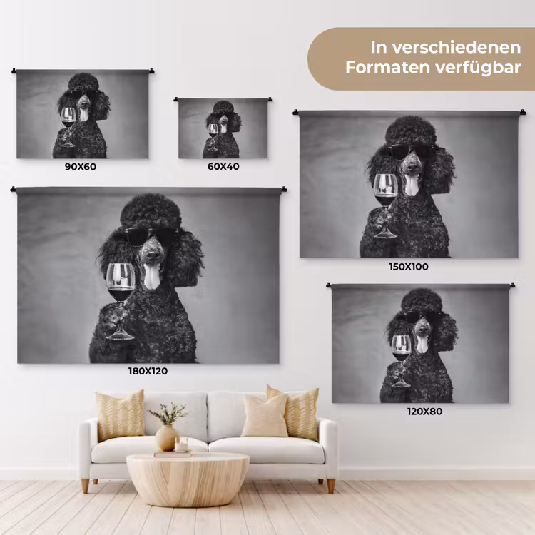 Hond - Krullen - Zonnebril - Wijn Wandkleed katoen klein -tsfeer8_DE
