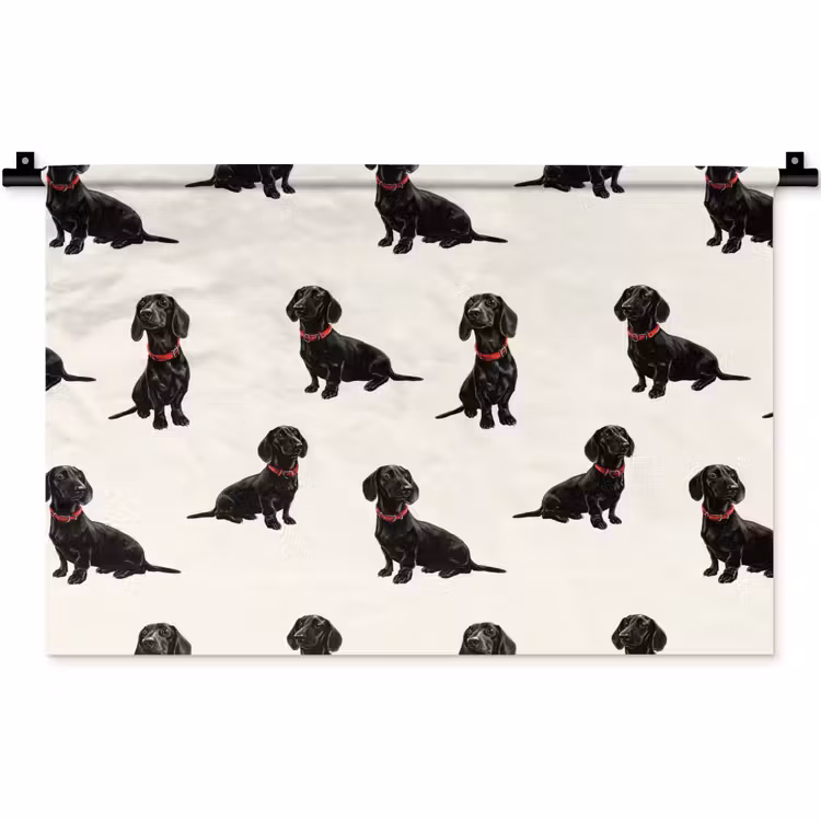 Hond - Patroon - Zwart Wandkleed katoen klein 269 -zz3d