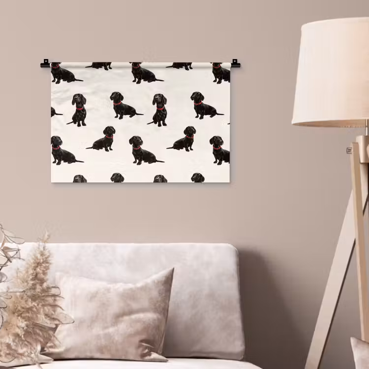 Hond - Patroon - Zwart Wandkleed katoen klein 269 -sfeer4
