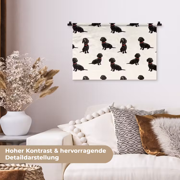 Hond - Patroon - Zwart Wandkleed katoen klein 269 -tsfeer1_DE