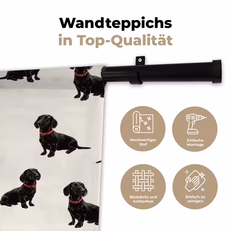 Hond - Patroon - Zwart Wandkleed katoen klein 269 -tsfeer2_DE