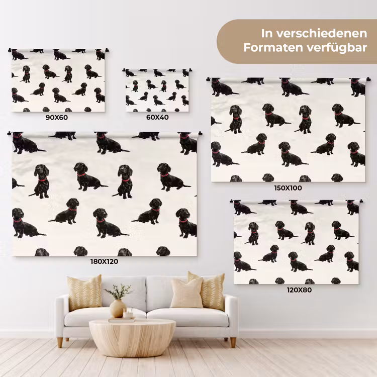 Hond - Patroon - Zwart Wandkleed katoen klein 269 -tsfeer8_DE
