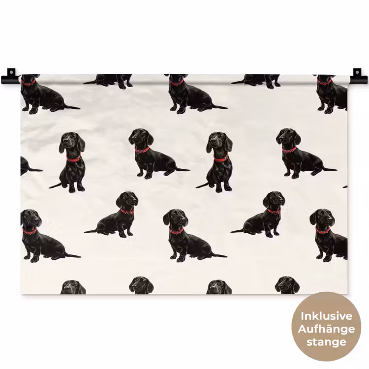 Hond - Patroon - Zwart Wandkleed katoen klein 269 -t3d_DE