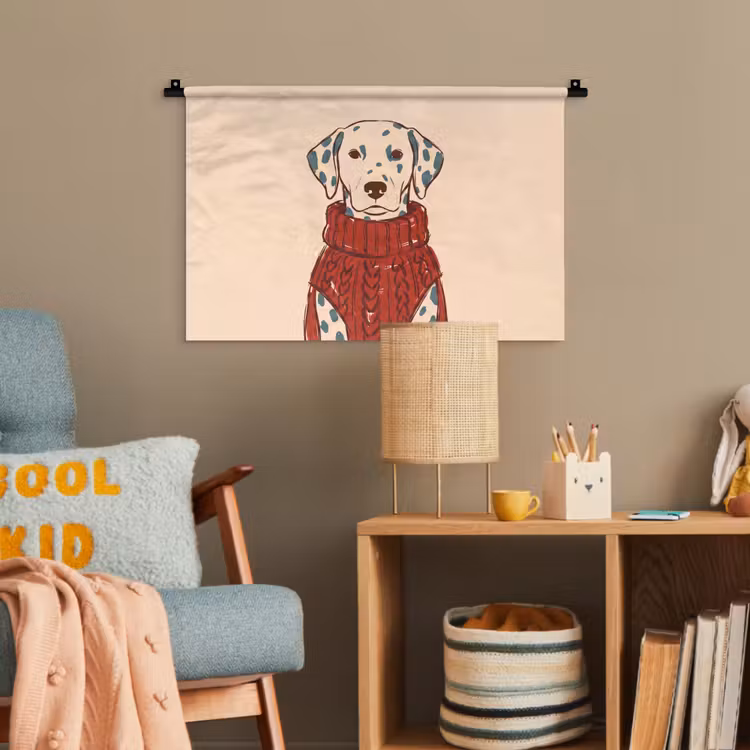 Hond - Trui - Winter - Dieren - Rood Wandkleed katoen klein -wsfeer4_kind