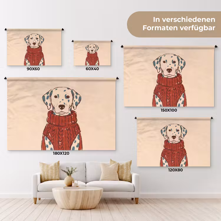 Hond - Trui - Winter - Dieren - Rood Wandkleed katoen klein -tsfeer8_DE