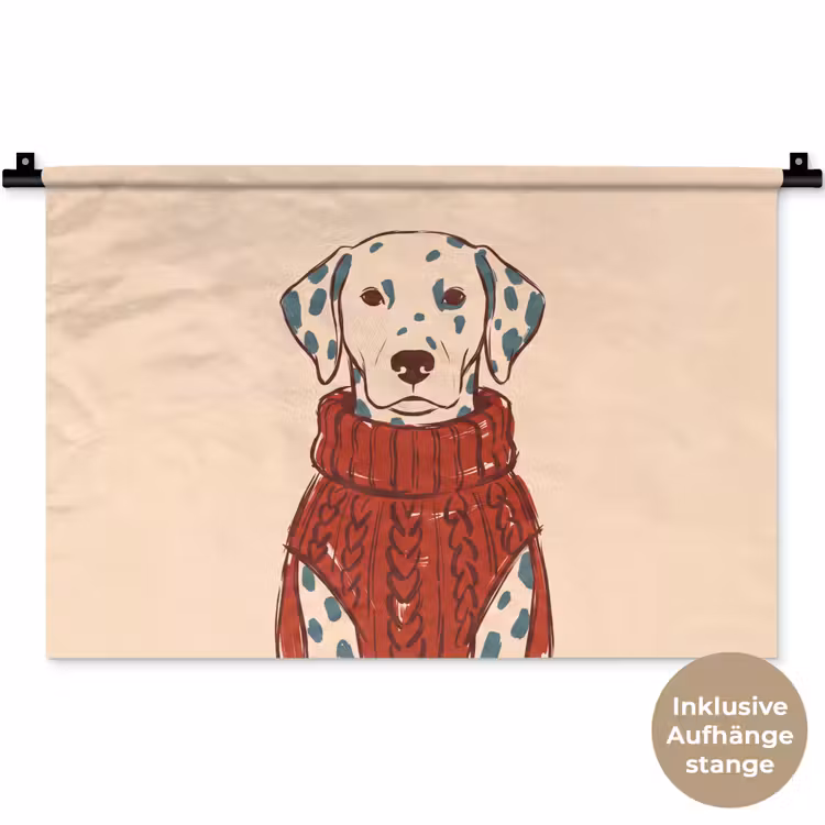 Hond - Trui - Winter - Dieren - Rood Wandkleed katoen klein -t3d_DE