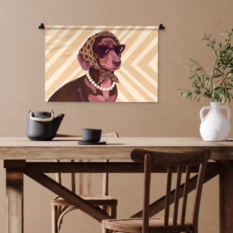 Hond - Zonnebril - Hoofddoek - Dieren - Modern Wandkleed katoen klein -sfeer6