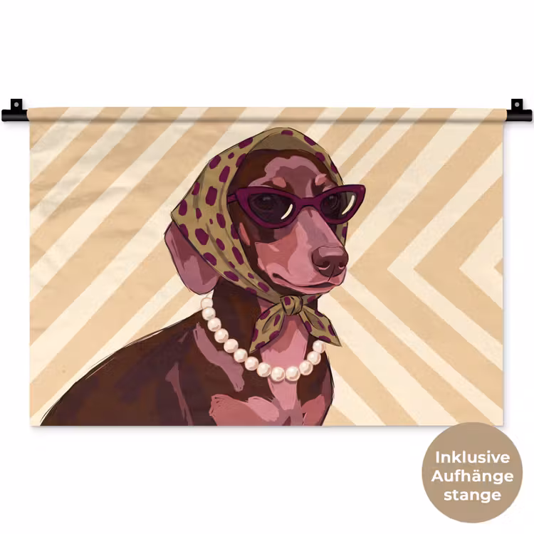 Hond - Zonnebril - Hoofddoek - Dieren - Modern Wandkleed katoen klein -t3d_DE