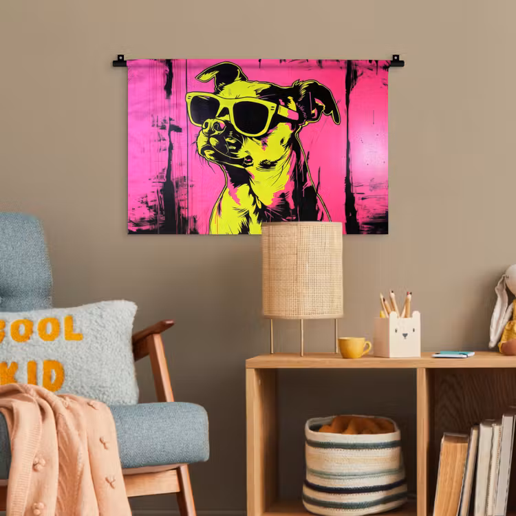 Hond - Zonnebril - Roze - Art Wandkleed katoen klein -wsfeer4_kind