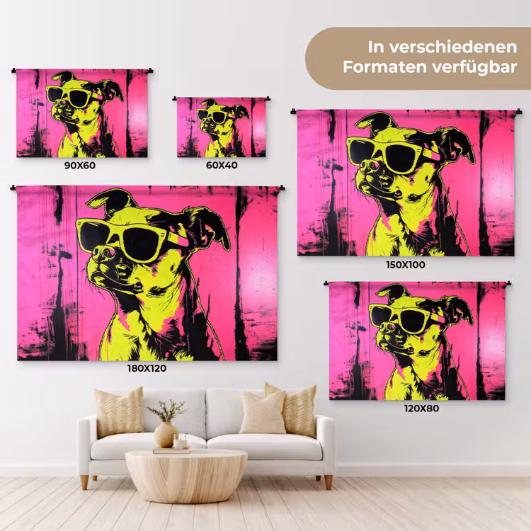 Hond - Zonnebril - Roze - Art Wandkleed katoen klein -tsfeer8_DE