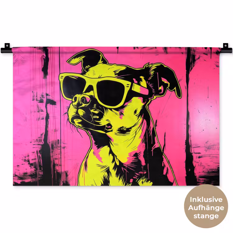 Hond - Zonnebril - Roze - Art Wandkleed katoen klein -t3d_DE